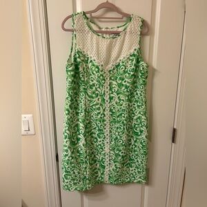 J Howard Green and White Sleeveless Mini Dress